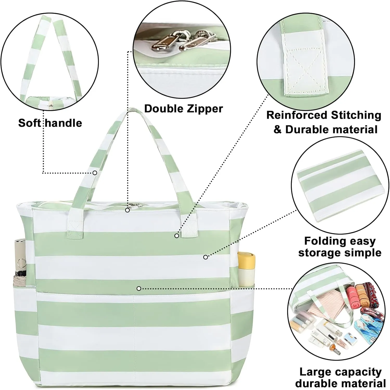 Waterproof Beach Tote Pool Bags for Women Ladies Extra Large Gym Tote Carry On Bag With Wet Compartment for Weekender Travel