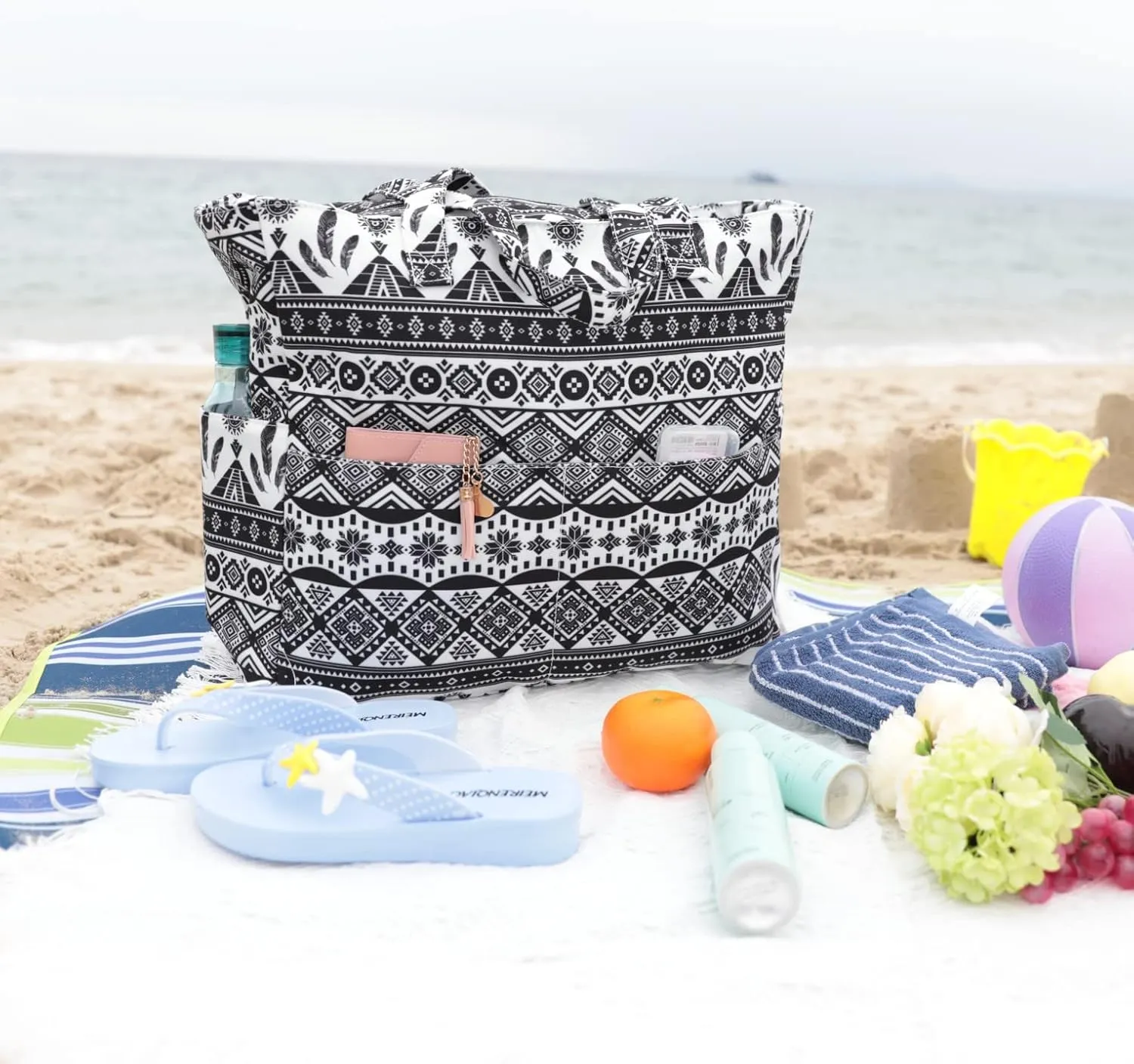 Waterproof Beach Tote Pool Bags for Women Ladies Extra Large Gym Tote Carry On Bag With Wet Compartment for Weekender Travel