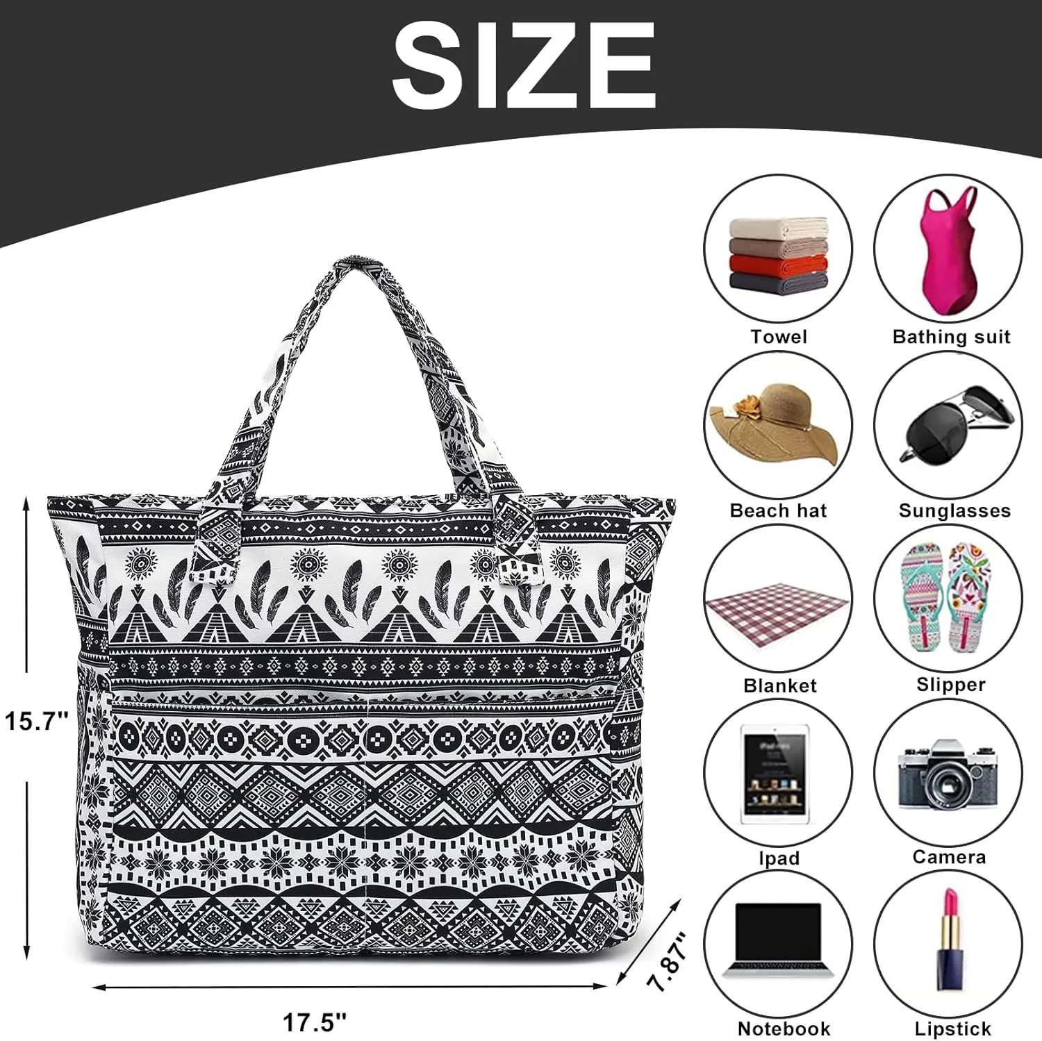 Waterproof Beach Tote Pool Bags for Women Ladies Extra Large Gym Tote Carry On Bag With Wet Compartment for Weekender Travel