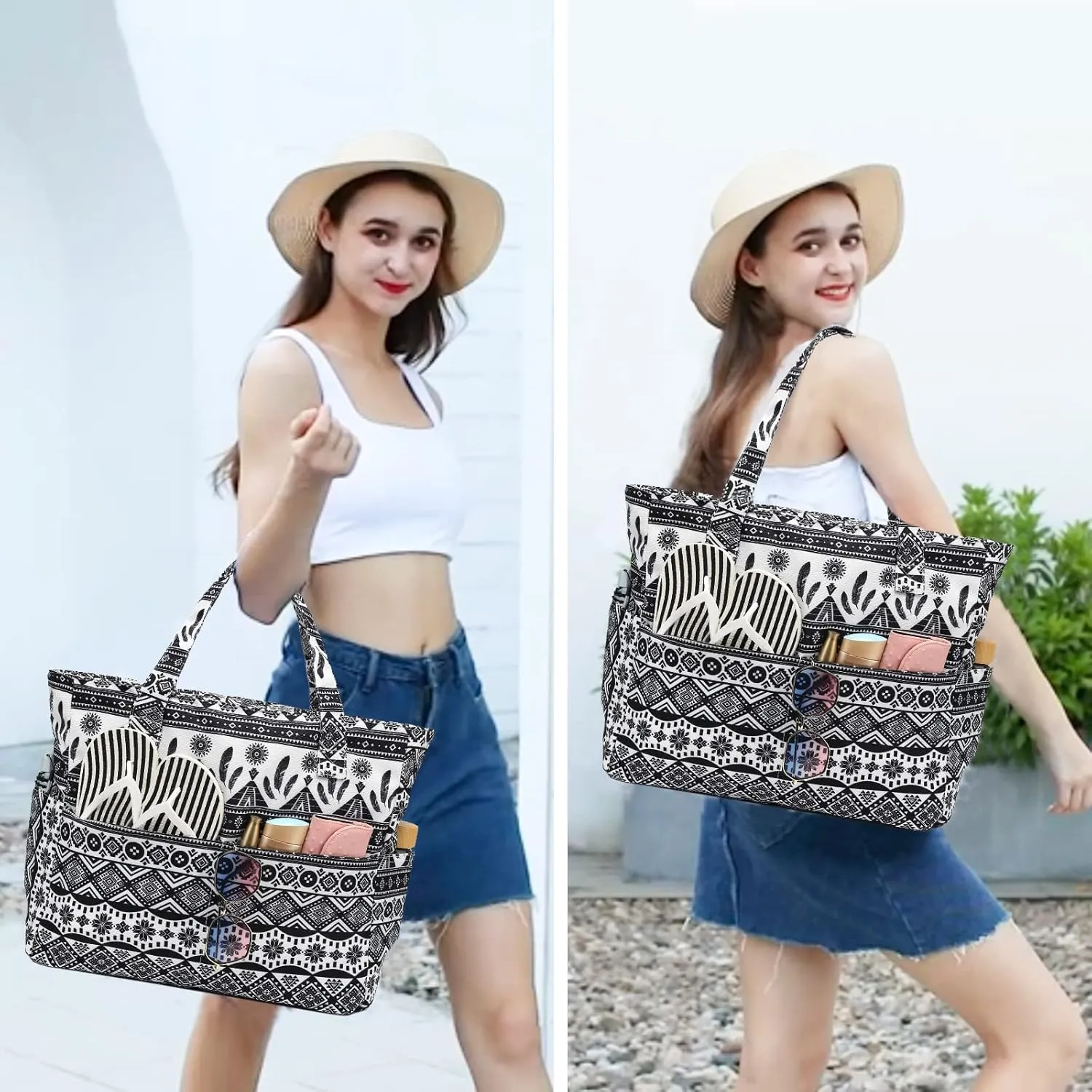 Waterproof Beach Tote Pool Bags for Women Ladies Extra Large Gym Tote Carry On Bag With Wet Compartment for Weekender Travel