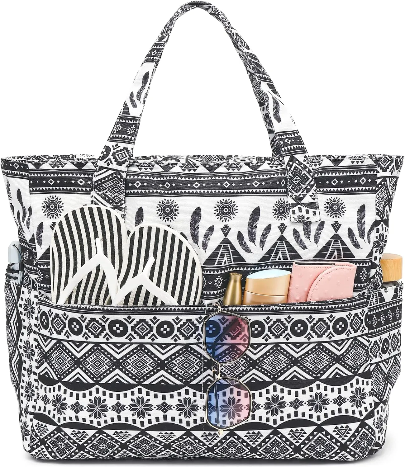 Waterproof Beach Tote Pool Bags for Women Ladies Extra Large Gym Tote Carry On Bag With Wet Compartment for Weekender Travel