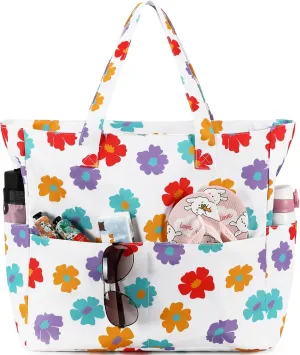 Waterproof Beach Tote Pool Bags for Women Ladies Extra Large Gym Tote Carry On Bag With Wet Compartment for Weekender Travel