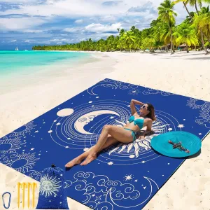 Waterproof Sandproof Beach Blanket - Quick Dry Mat for 8 Adults by WIWIGO