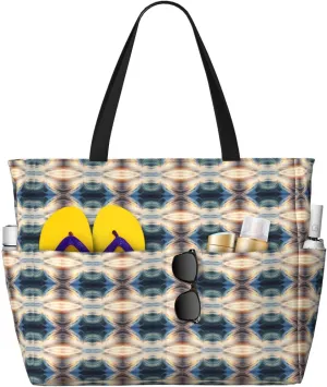 Wave Stripe Beach Tote Bag For Women Beach Bag Waterproof And Sandproof Tote Bag Large Travel Bag