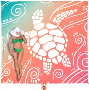 WEKAPO Beach Blanket Waterproof Sandproof Oversized Extra Large Sand Free Beach Mat with Stakes, Storage Bag - Essentials for Outdoor Beach, Picnic (Sea Turtle, 11 X 9 FT (1~10 Person))