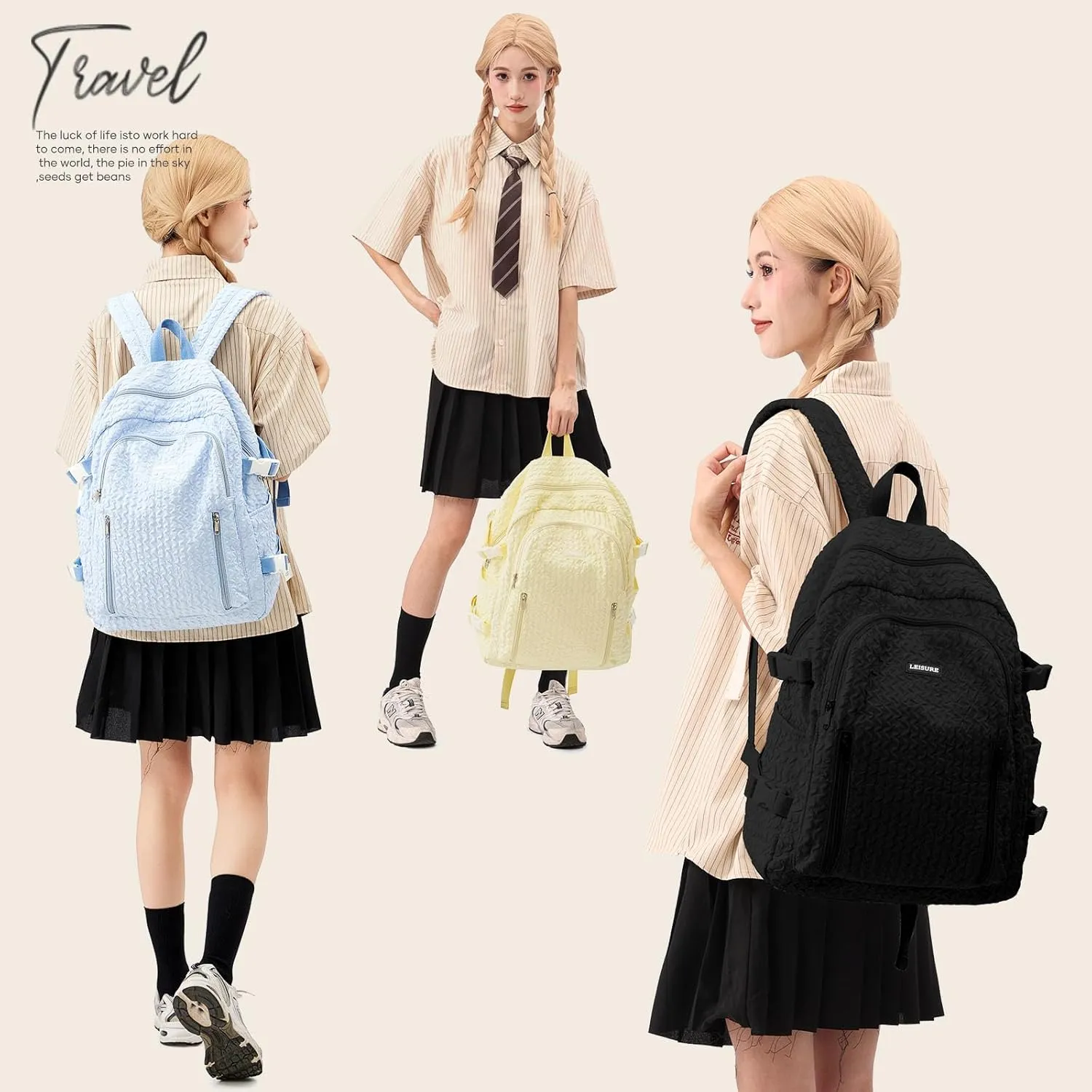 weradar Lightweight Middle School Bag For Teens Girls,Kawaii Backpack For College Students,Aesthetic Bookbag,Cute School Backpack For Women Casual Daypack(Yellow)
