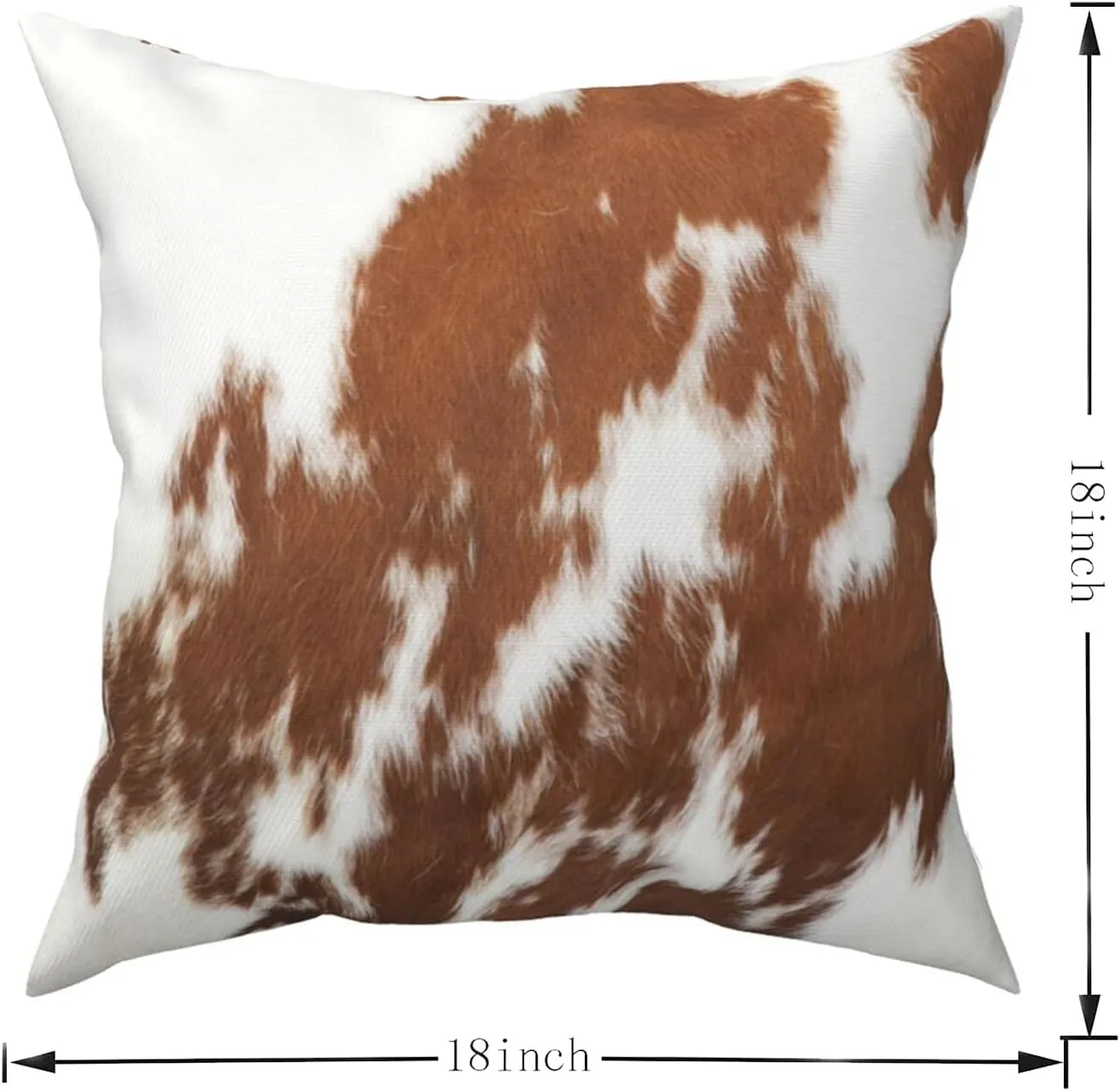 Western Cow Print Throw Pillows Cover Set Of 2 Brown Red White Faux Fur Cowhide Decorative Pillow Covers 18"x18" Farmhouse Animal Print Pillowcase Square Cushion Cover for Home Couch Bed Room Decor