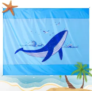 Whale Kids Beach Mat Water Resistant Sandproof Beach Blanket 83"x79" Lightweight Portable Polyester Picnic Blankets with 4 Corner Pockets