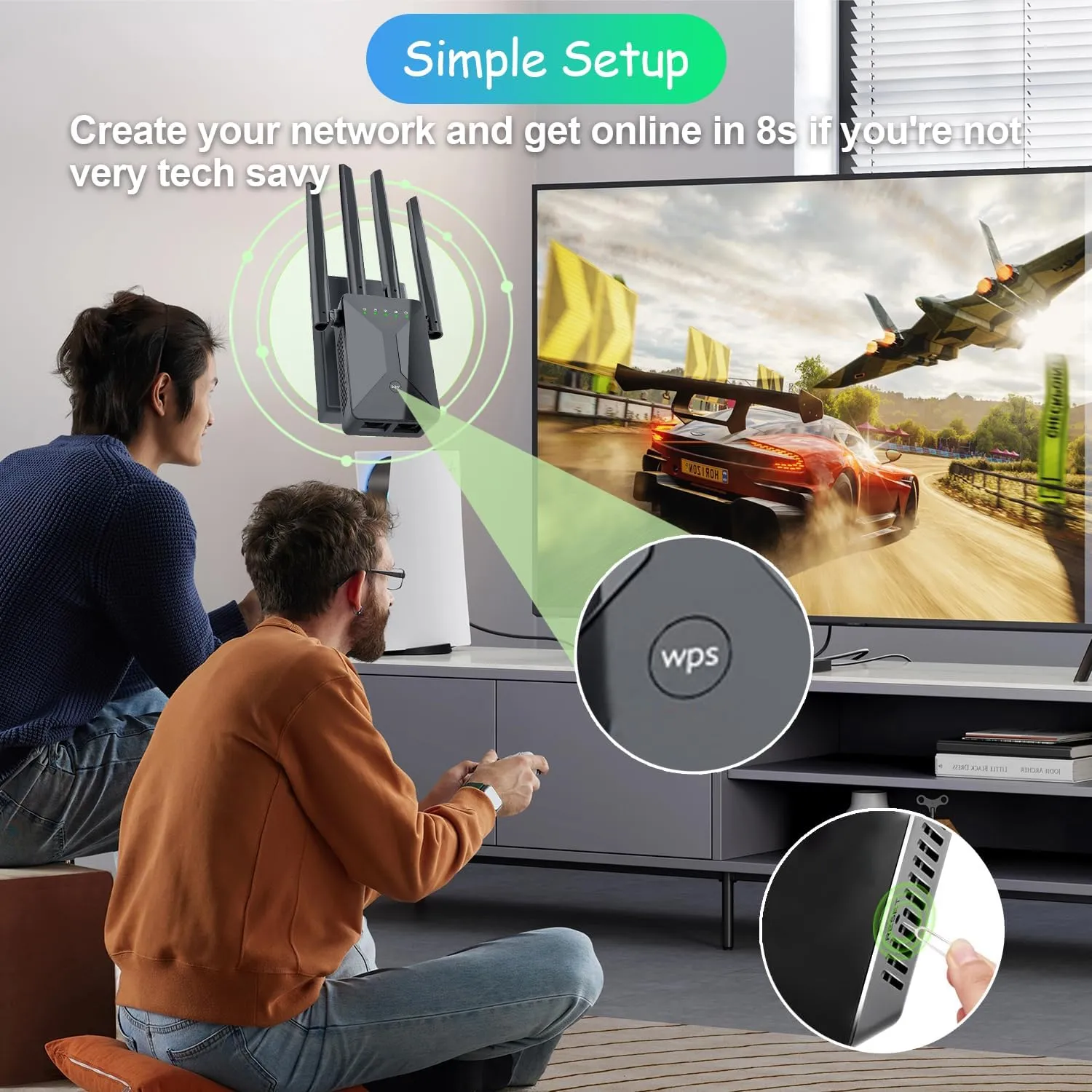 WiFi Extender Signal Booster for Home: Internet Repeater Long Range Covers Up to 50  Devices and 9998 Sq.ft