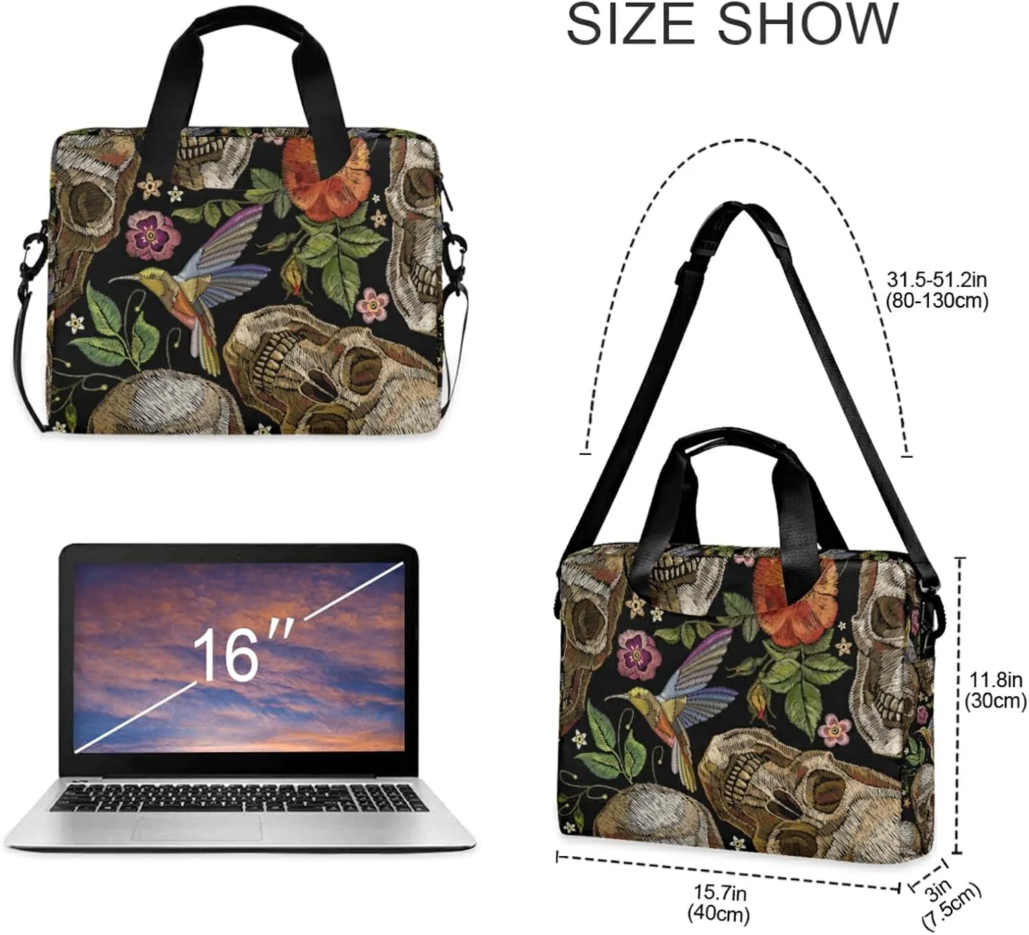 WIHVE Unisex Laptop Shoulder Case 15 14 13inch Laptop Shoulder Bag for Women Men