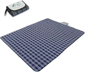 Wind Tour Family Outdoor Waterproof Durable Picnic Blankets with Carry Strap,Foldable 50×70.9 inch Sandproof Beach Mat for Kids Playground Camping Park Hiking Grass Travelling (1, Navy Blue)