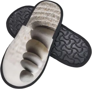 Winter House Shoes Fluffy Slippers Buddhist Zen Beach Meditation Stone Warm Indoor House Slippers For Men Women