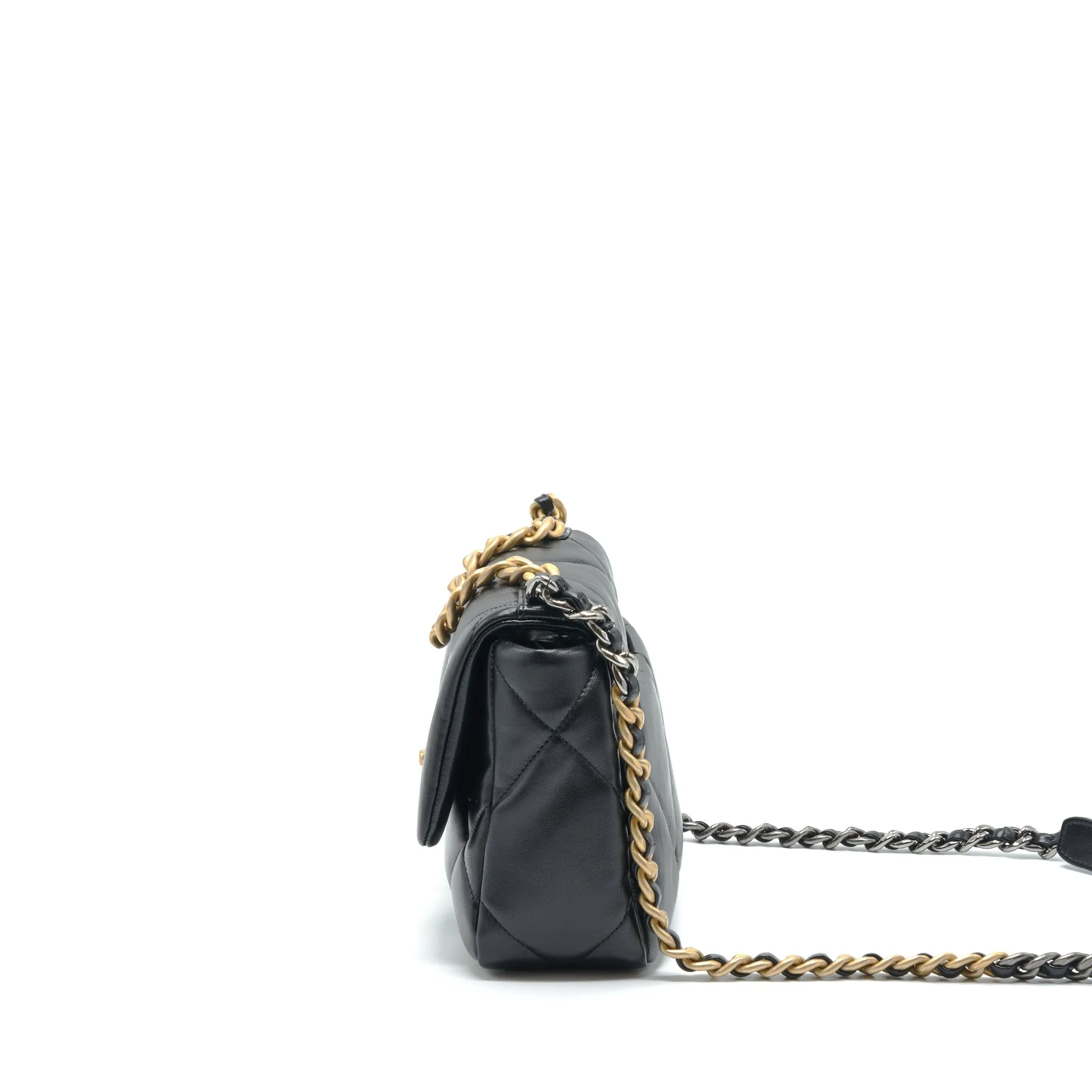 With Lambskin Multicolour Bag Top pick Small Chanel 19 Luxurious touch Hardware Black