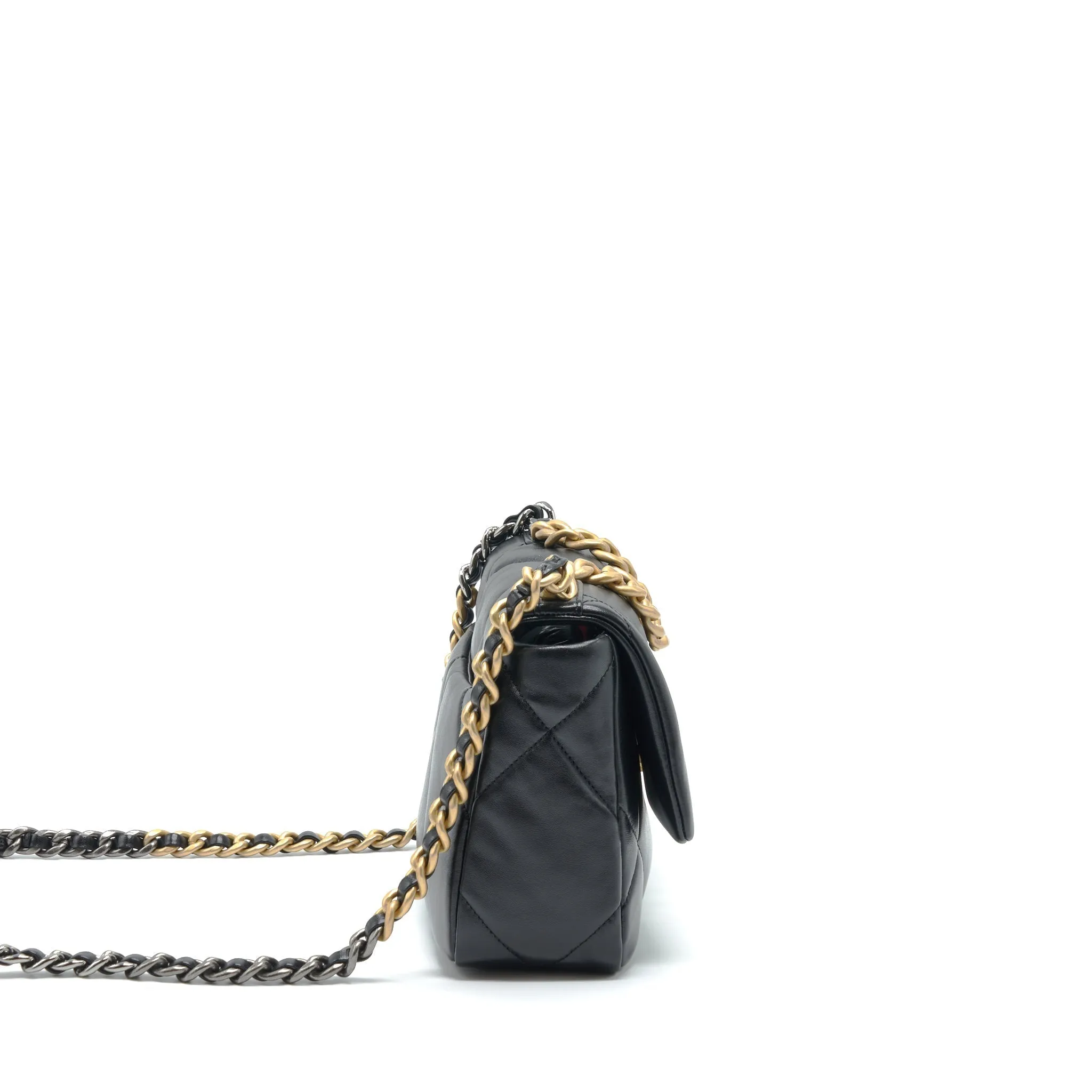 With Lambskin Multicolour Bag Top pick Small Chanel 19 Luxurious touch Hardware Black