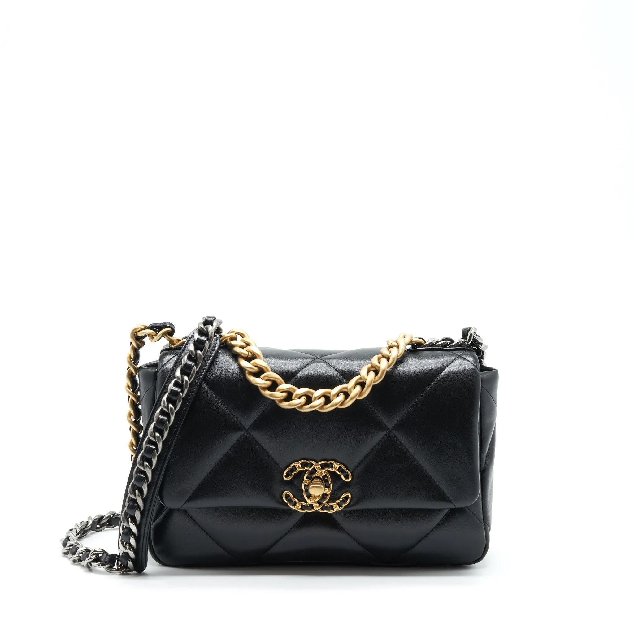With Lambskin Multicolour Bag Top pick Small Chanel 19 Luxurious touch Hardware Black