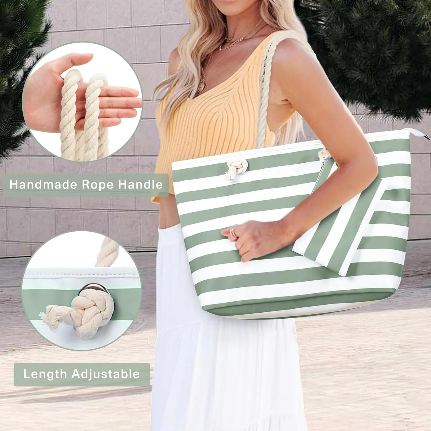 WLLWOO WLLWOO Beach Bags for Women, Extra Large Waterproof Sandproof Tote, Swim Pool Vacation Totes