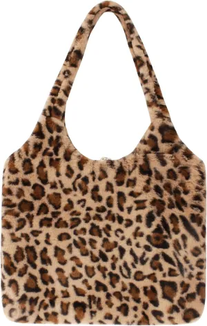 Women Ladies Cute Bear Plush Shoulder Bag Large Tote Handbag Purse Faux Fur Shopping Dating Bag
