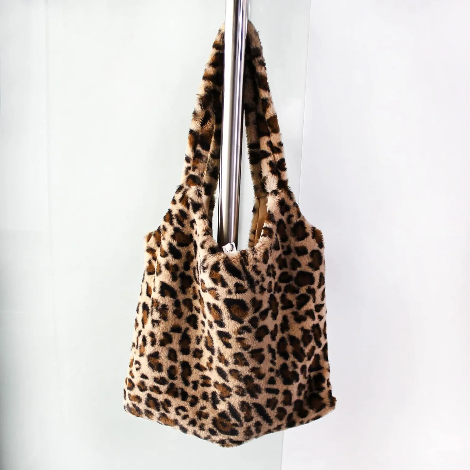 Women Ladies Cute Bear Plush Shoulder Bag Large Tote Handbag Purse Faux Fur Shopping Dating Bag
