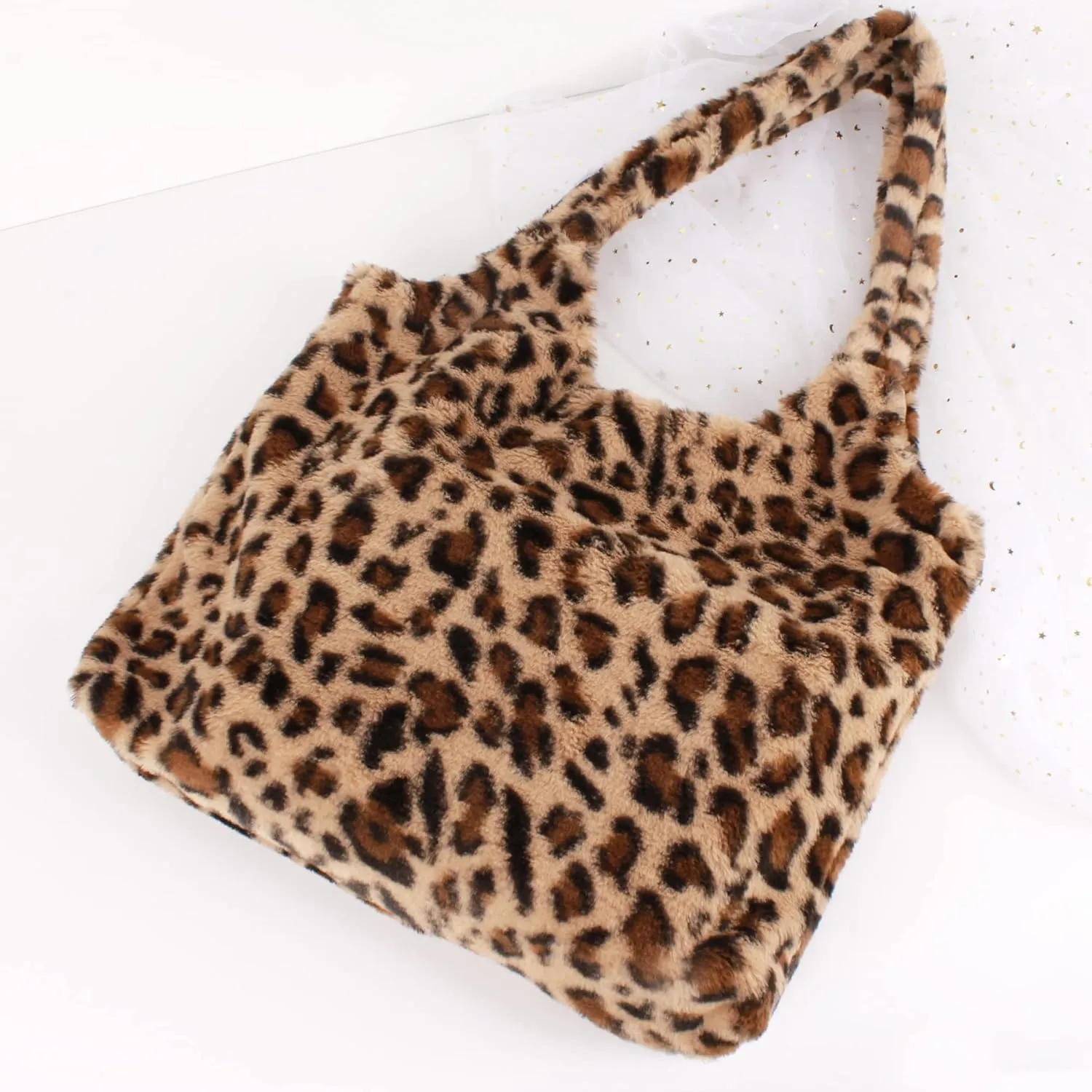 Women Ladies Cute Bear Plush Shoulder Bag Large Tote Handbag Purse Faux Fur Shopping Dating Bag