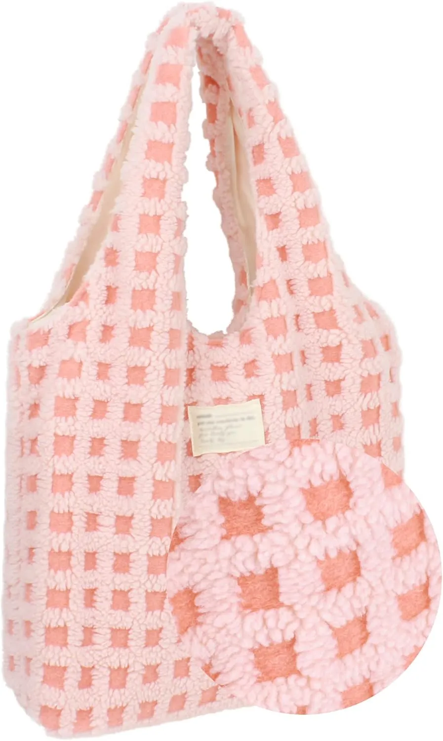 Women Ladies Cute Bear Plush Shoulder Bag Large Tote Handbag Purse Faux Fur Shopping Dating Bag