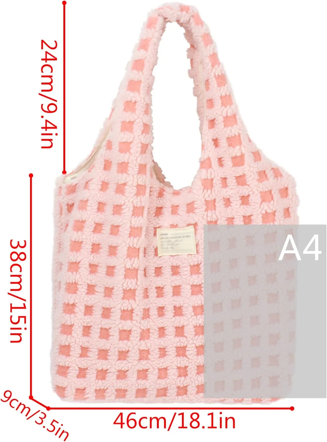 Women Ladies Cute Bear Plush Shoulder Bag Large Tote Handbag Purse Faux Fur Shopping Dating Bag