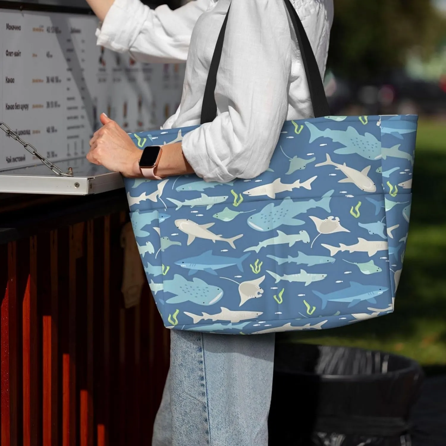 Women's Beach Travel Bags Large Waterproof Tote Bag with Pockets Sandproof Handbag for Beach Gym Vacation