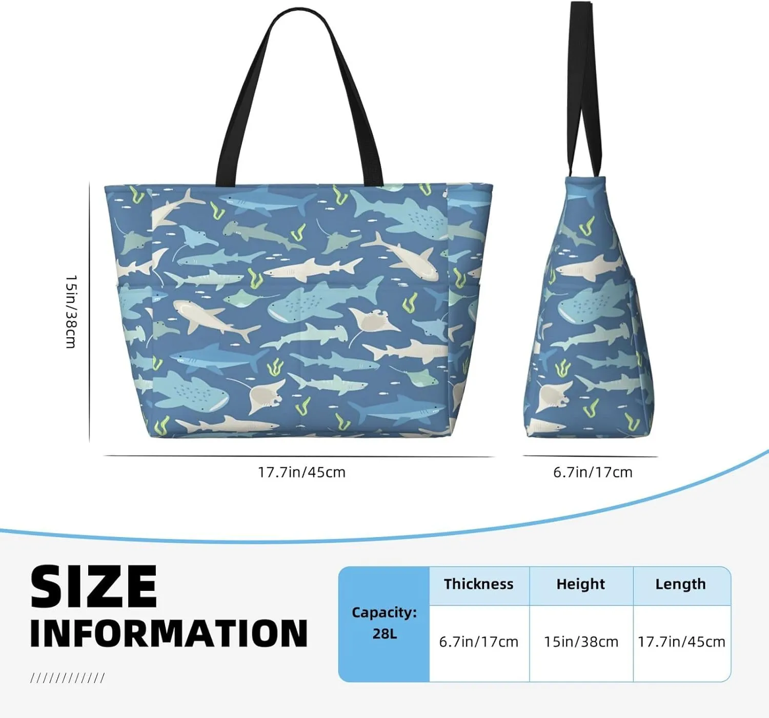 Women's Beach Travel Bags Large Waterproof Tote Bag with Pockets Sandproof Handbag for Beach Gym Vacation
