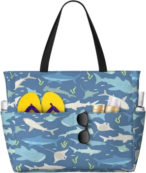 Women's Beach Travel Bags Large Waterproof Tote Bag with Pockets Sandproof Handbag for Beach Gym Vacation