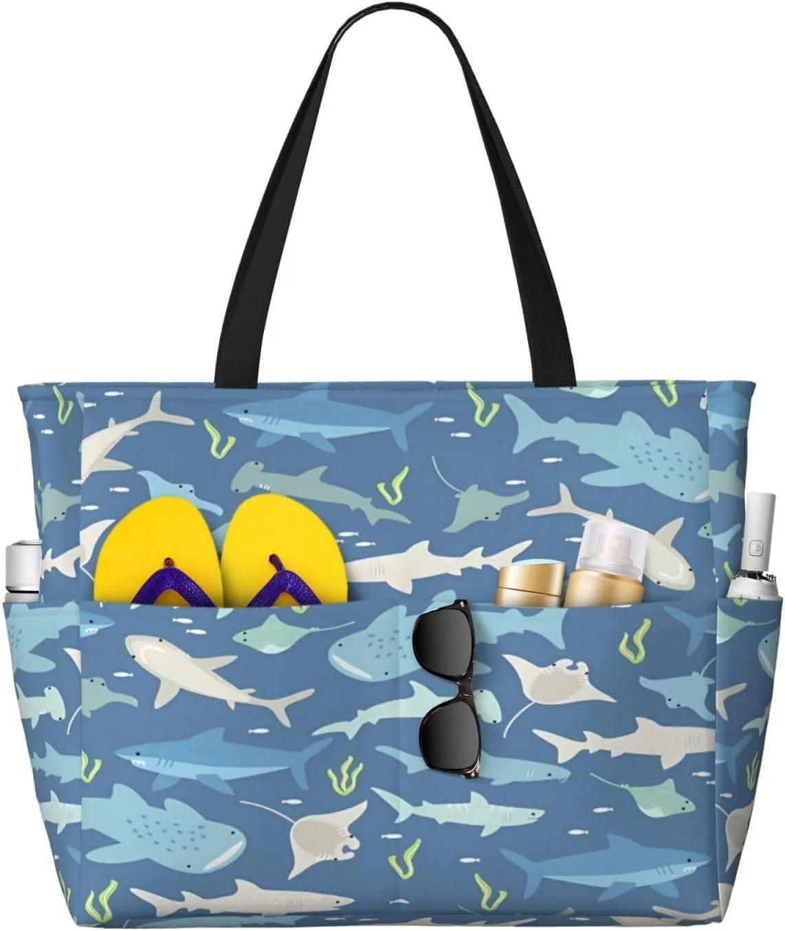 Women's Beach Travel Bags Large Waterproof Tote Bag with Pockets Sandproof Handbag for Beach Gym Vacation
