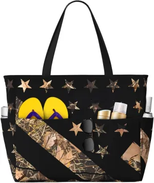 Women's Beach Travel Bags Large Waterproof Tote Bag with Pockets Sandproof Handbag for Beach Gym Vacation