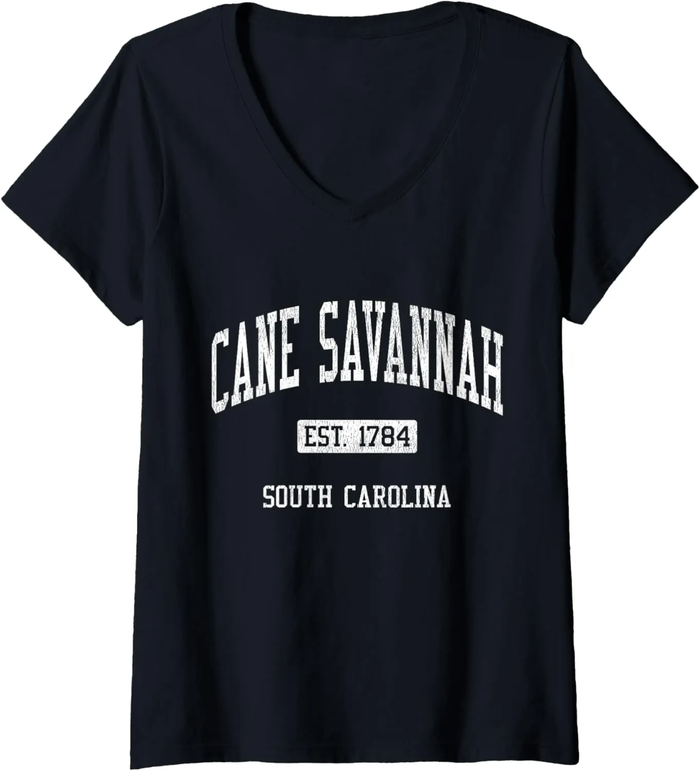 Womens Cane Savannah South Carolina SC JS04 Vintage Athletic Sports V-Neck T-Shirt