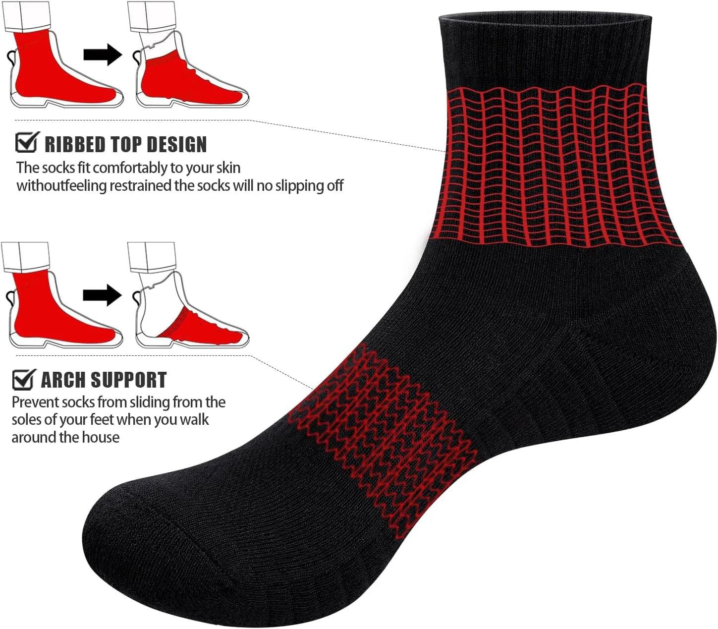 Womens Cushioned Ankle Socks Gym Golf Tennis Running Athletic Socks Breathable Cotton Quarter Crew Socks for Women