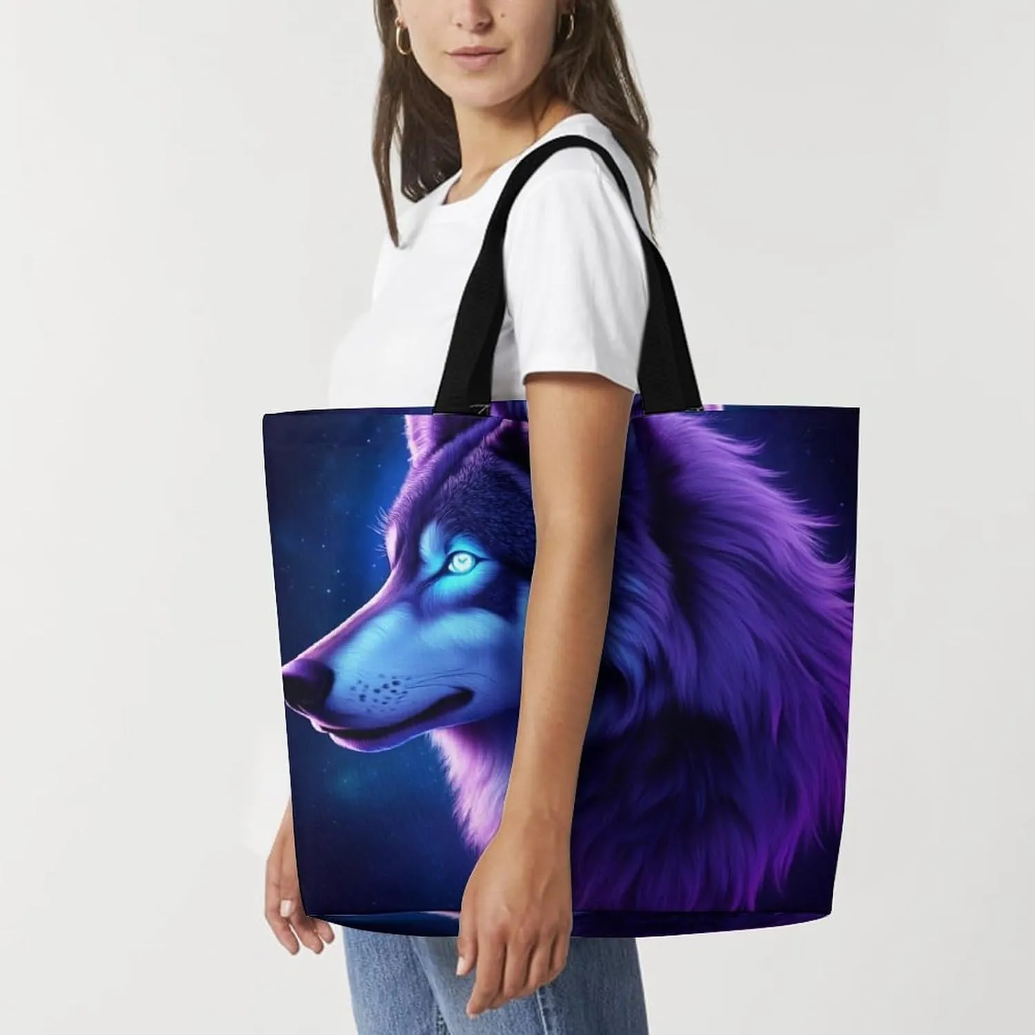 Womens Grocery Bag, Large Capacity Tote Bags Portable Reusable Shopping Shoulder Bag