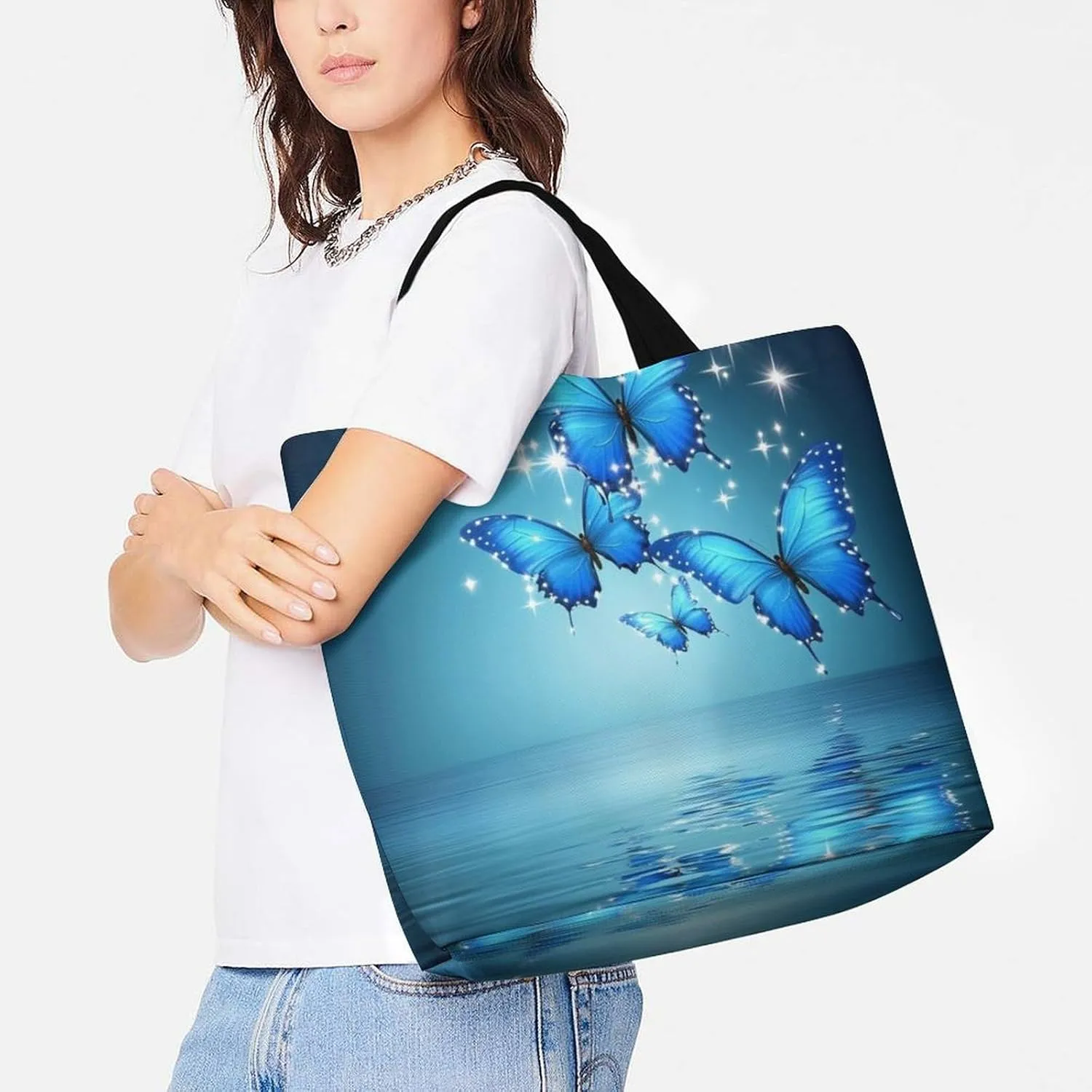 Women's Grocery Tote Bag, Multipurpose Large Shopping Shoulder Bag Reusable Storage Bags