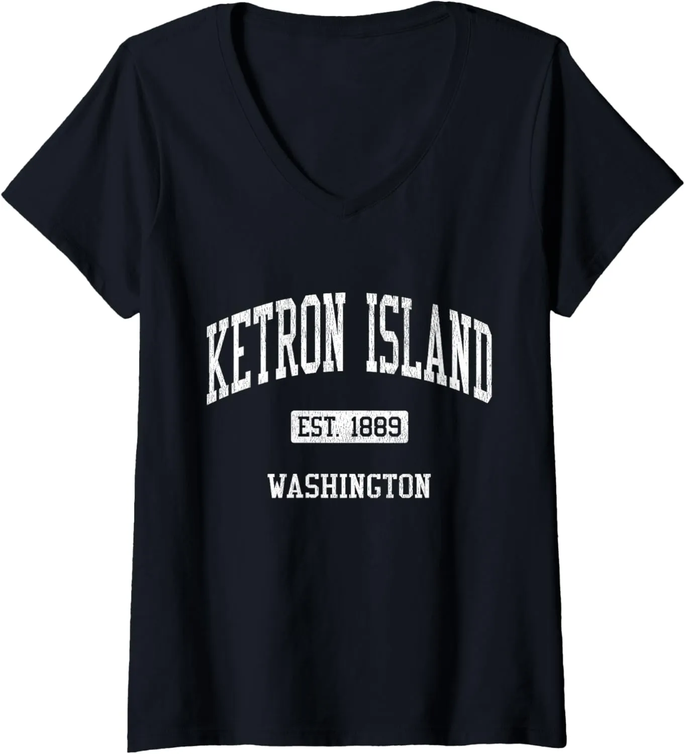 Womens Ketron Island Washington WA JS04 Vintage Athletic Sports V-Neck T-Shirt