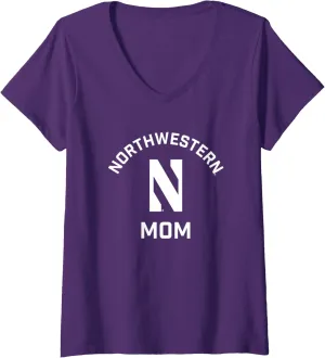 Womens Northwestern University Wildcats Arched Mom V-Neck T-Shirt