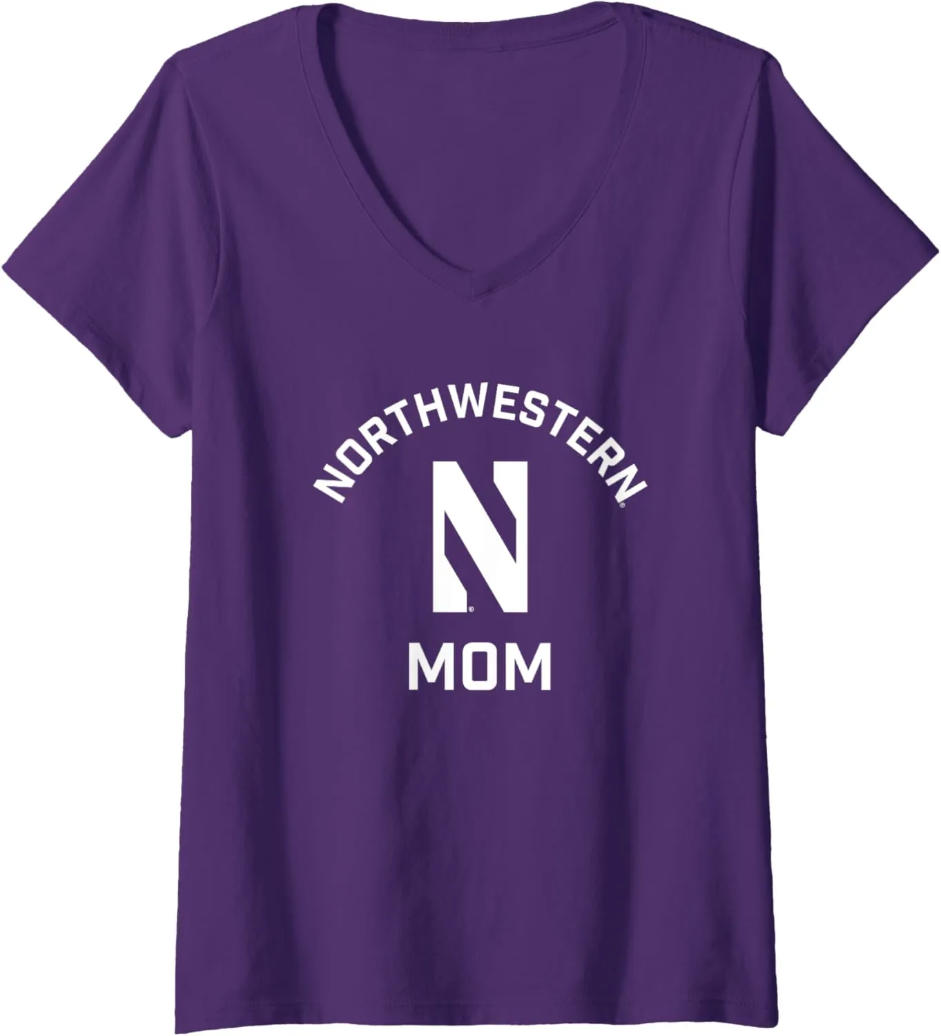 Womens Northwestern University Wildcats Arched Mom V-Neck T-Shirt