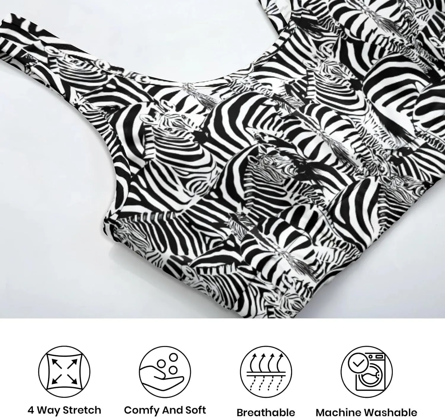 Women's Sports Bra Funny Print Workout Running Tops Scoop Neck Padded Yoga Bras Athletic Swim Crop Top for Women