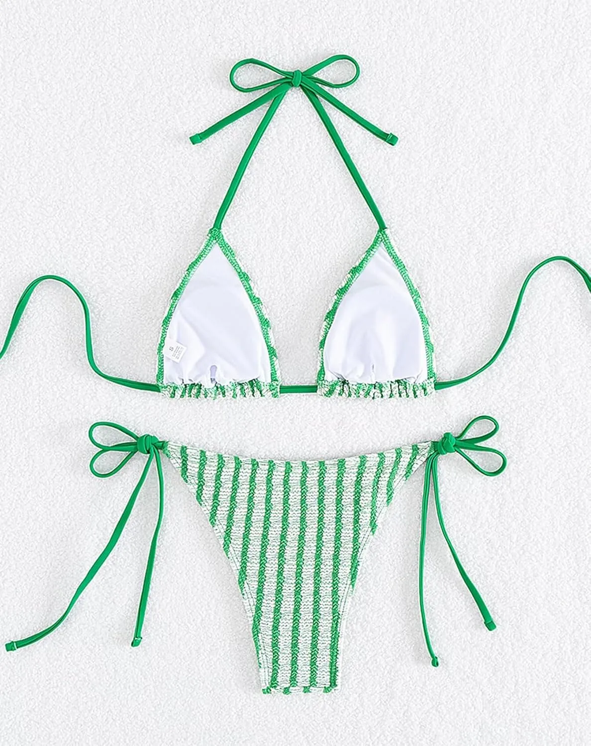 Women's Striped Halter Bathing Suit High Waisted Triangle Colorblock Swimsuit Bikini Set