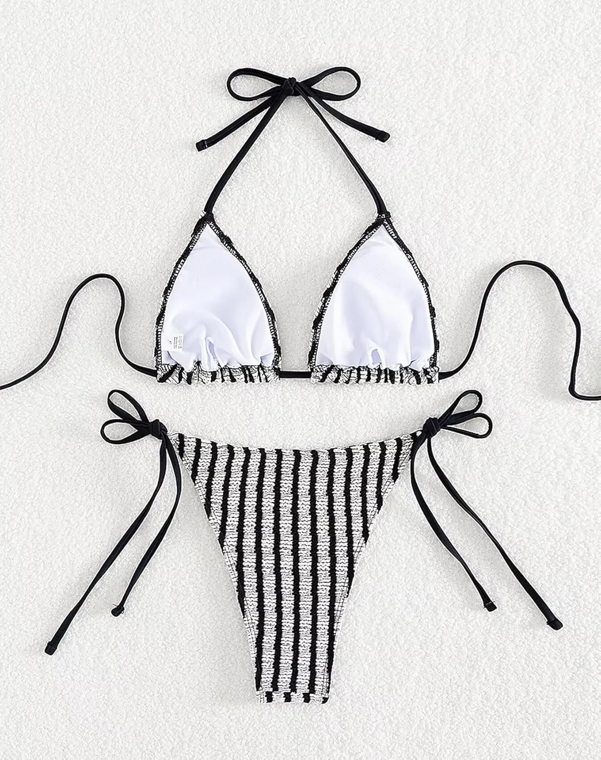 Women's Striped Halter Bathing Suit High Waisted Triangle Colorblock Swimsuit Bikini Set