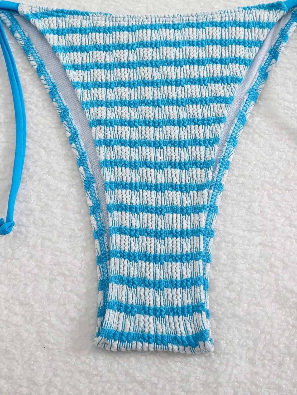Women's Striped Halter Bathing Suit High Waisted Triangle Colorblock Swimsuit Bikini Set
