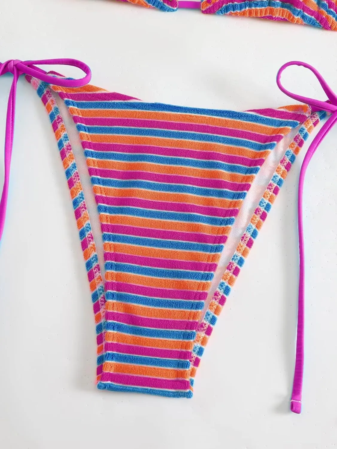 Women's Striped Knot Bathing Suit High Waisted Halter Triangle Swimsuit Bikini Set