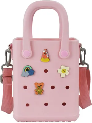 Women's Washable Tote Bag, Open Tote for Beach,Boat,Pool,Sports,Small Charms Crossbody (Pink, Small)