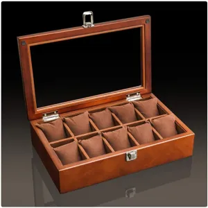 Wood Watch Display Box Organizer Black Top Watch Wooden Case Fashion Watch Storage Packing Gift Boxes Jewelry Case (Color : 12 Slots) (10 Slots)