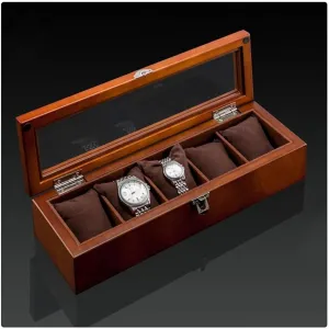Wood Watch Display Box Organizer Black Top Watch Wooden Case Fashion Watch Storage Packing Gift Boxes Jewelry Case (Color : 12 Slots) (5 Slots)