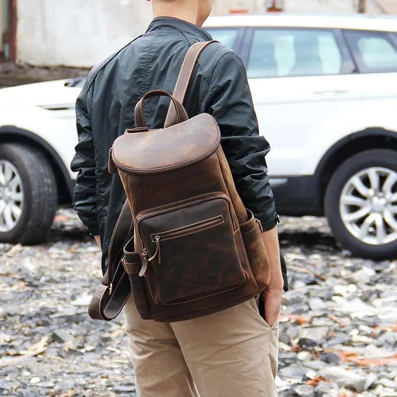 Woosir Leather Backpack Large Capacity for 15.6" Laptop