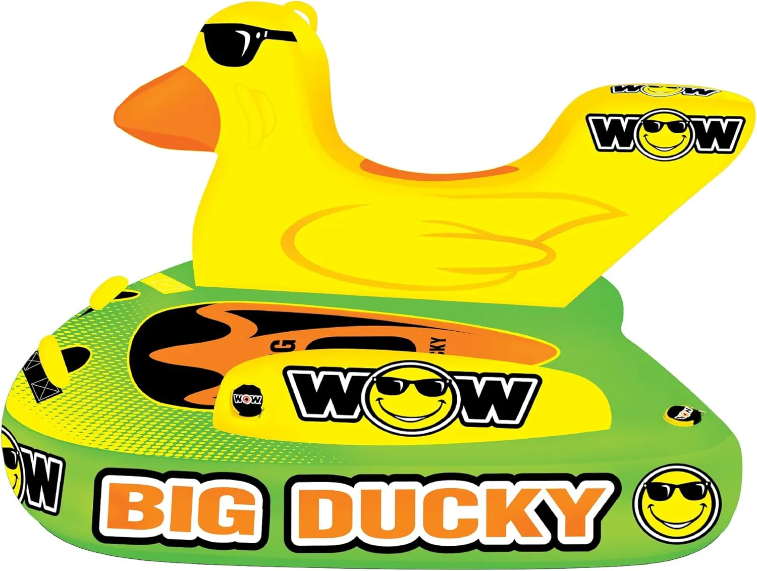 WOW Sports – Big Ducky Towable Deck Tube for Boating – 1-3 Person 510 lbs Capacity – Inflatable Boat Tube for Water Sports – Youth & Adults
