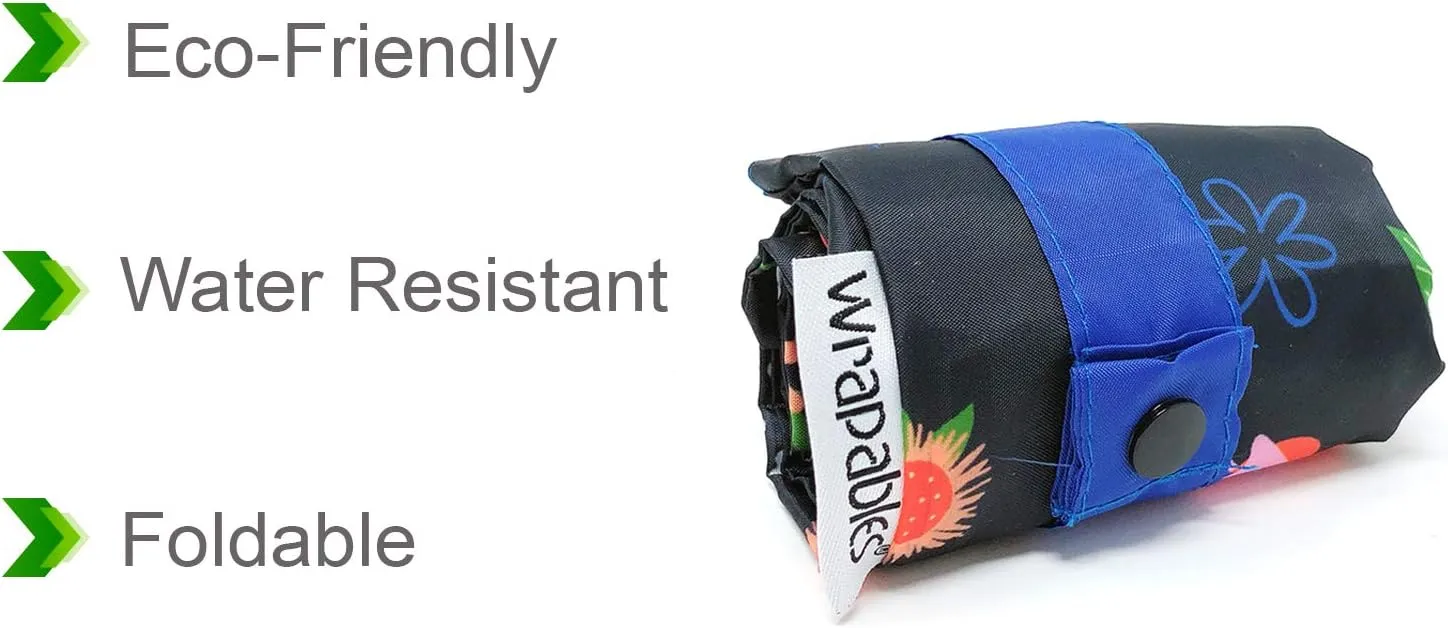 Wrapables Large Reusable Shopping Tote Bag with Outer Pouch