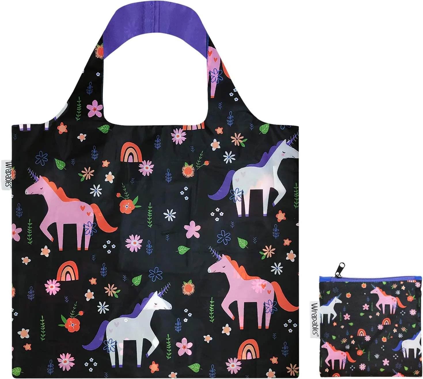 Wrapables Large Reusable Shopping Tote Bag with Outer Pouch