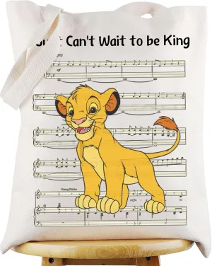 WZMPA Lion Canvas Tote Bag - Lion Fans Gift 'I Just Can't Wait To Be King' Reusable Bag